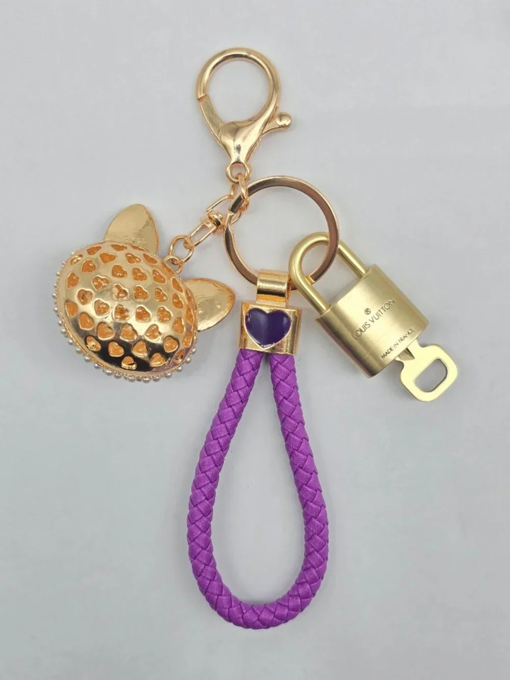 Authentic Louis Vuitton Padlock & Key Gold ✨ Unbranded Bunny Head Charm Keychain
